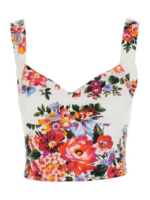 Dolce & Gabbana Dolce & Gabbana Women Multicolor Floral Print V-Neck Bustier Top In Cotton For Women