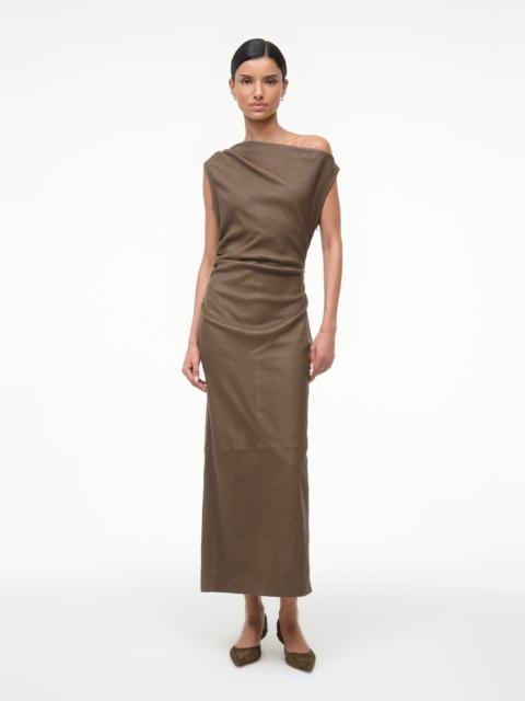 STAUD STAUD PHARE LEATHER DRESS TRUFFLE