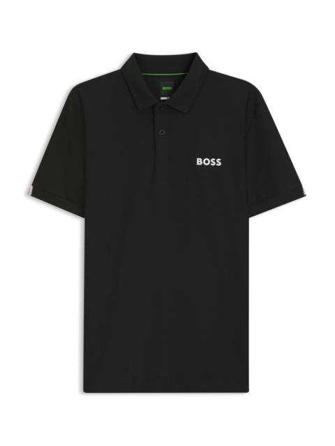BOSS ACTIVE STRIPE-JERSEY SLIM-FIT POLO SHIRT WITH FOUR-WAY STRETCH