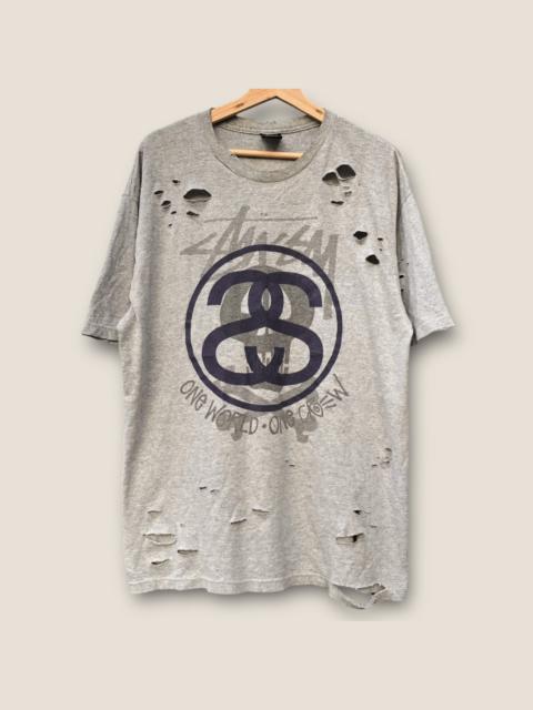 Stüssy Vintage Stussy One World One Crew Distressed Grunge tees