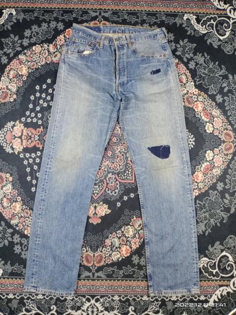 Other Designers Vintage - 💥RARE💥Levis 501 Medium Blue Wash Repaired Denim Jeans