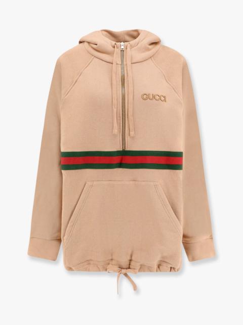 Gucci Cotton Sweashirt With Frontal Logo And Web Band