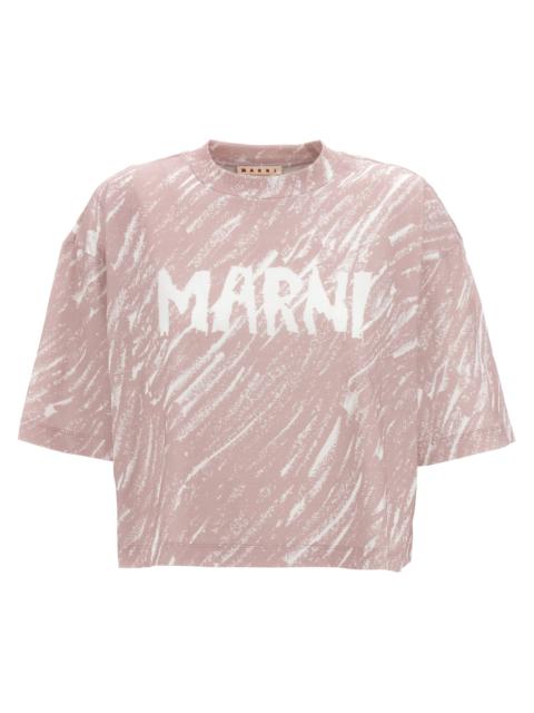 Logo Print Cropped T-Shirt Pink