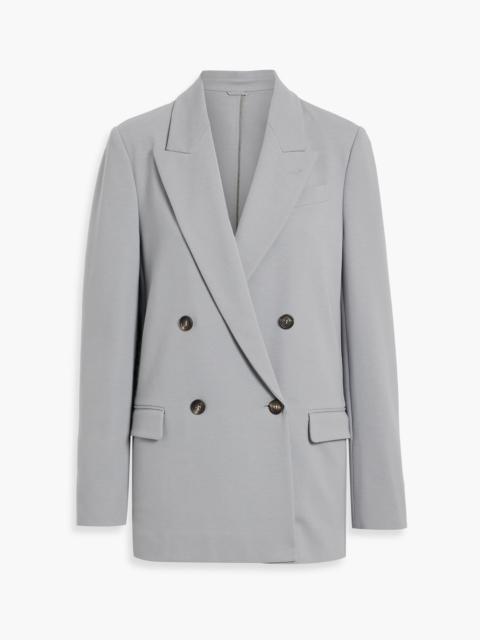 Brunello Cucinelli Double-breasted bead-embellished cotton-blend jersey blazer