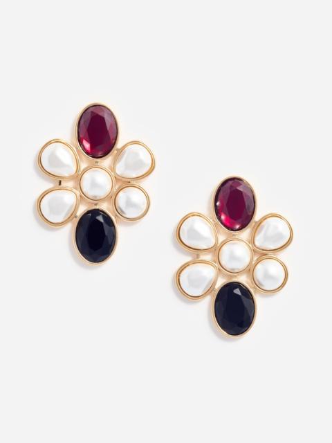 self-portrait Pearl Crystal Cluster Earrings