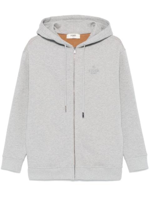 Bicolor `Fendi Roma` Full-Zip Hooded Sweater