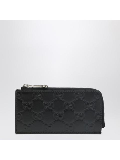 GUCCI Gucci Black Gg Emblem Zip Card Holder Men
