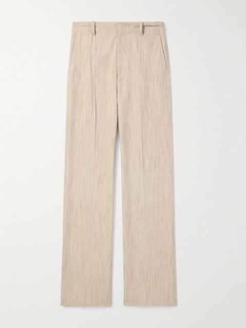 Bottega Veneta Straight-Leg Woven Suit Trousers Beige