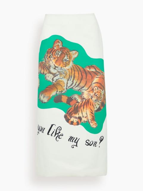 BRANDON MAXWELL The Mercer Pencil Skirt -Tiger Print