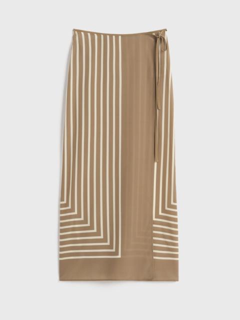 Totême Monogram silk wrap skirt camel/white
