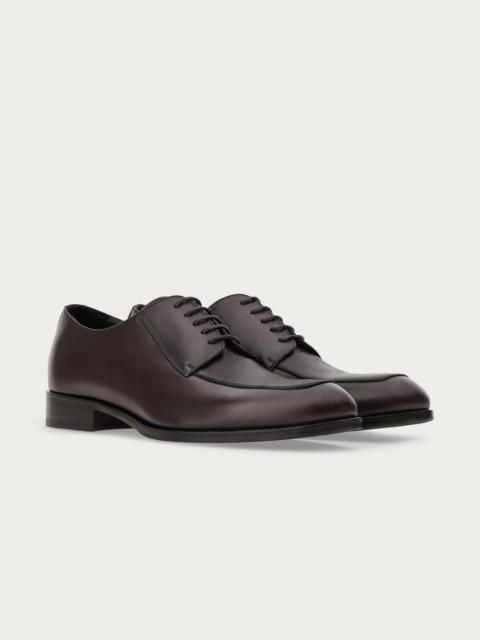 Canali DERBY SHOES IN DARK BROWN BUFFED CALFSKIN
