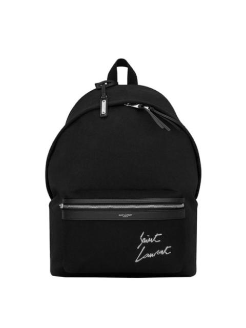 Saint Laurent embroidered city backpack in canvas