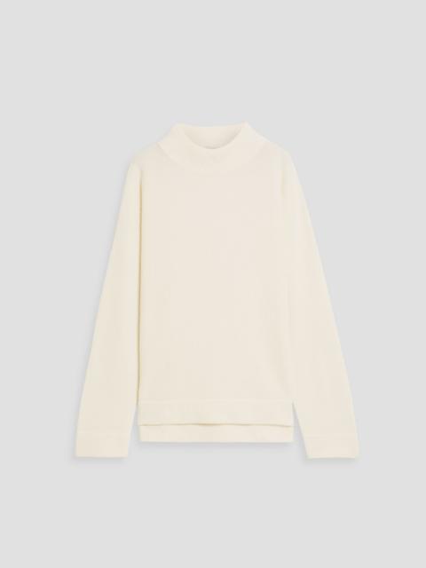 Brunello Cucinelli Bead-embellished ribbed cashmere mock-neck sweater