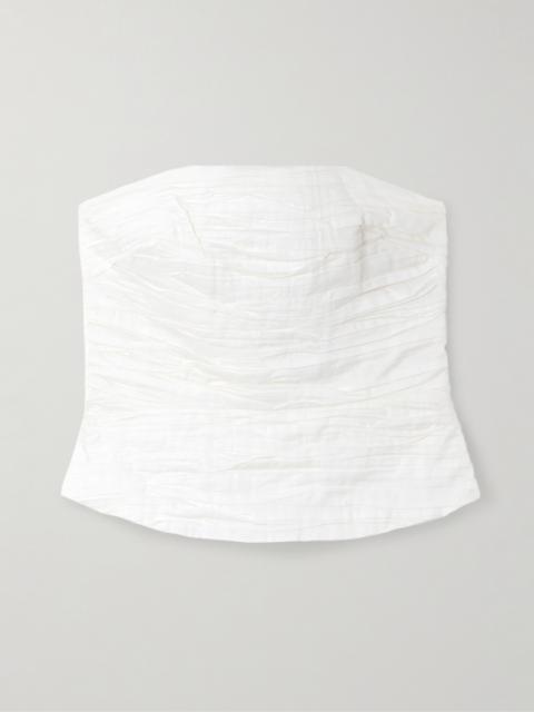 Aje. Sunbeam Strapless Ruched Cotton-poplin Top