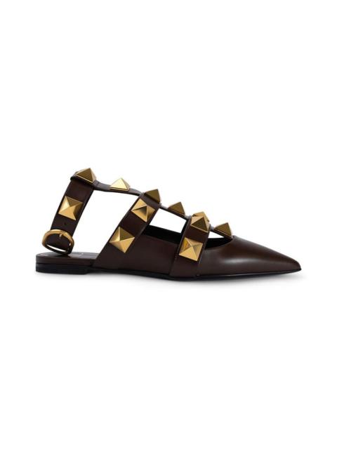 Valentino Valentino Garavani Valentino Roman Stud Leather Ankle Strap Flat