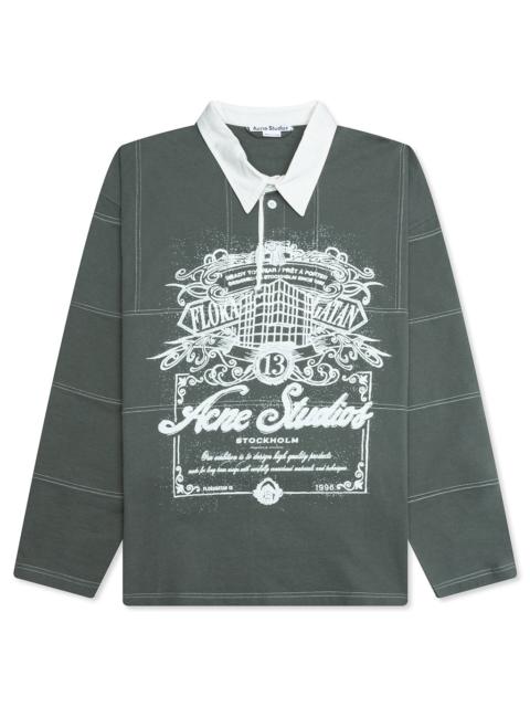 Acne Studios FLORAGATAN ARTWORK POLO - VINTAGE GREEN