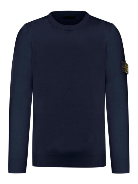 Stone Island STONE ISLAND CREW NECK SWEATER WITH BADGE, NAVY BLUE