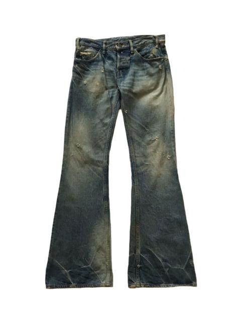 JAPANESE BRAND BACKBONE DISTRESSED FLARE JEANS
