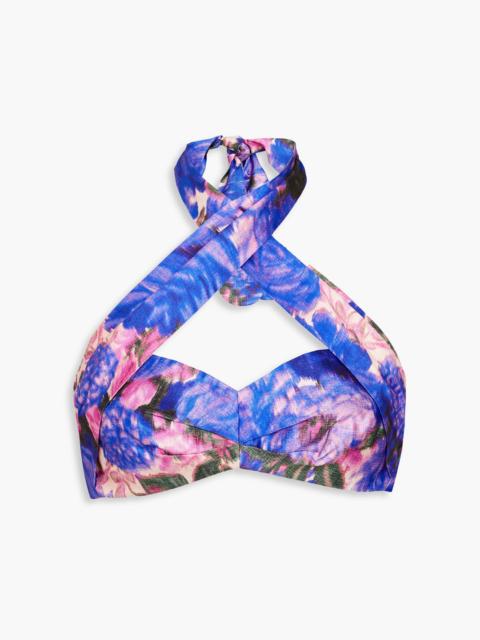 Zimmermann Floral-print silk halterneck bra top