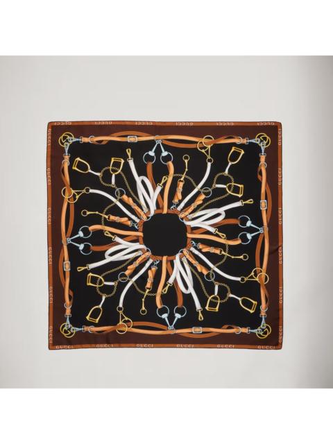 GUCCI Gucci Silk Scarf Brown Women