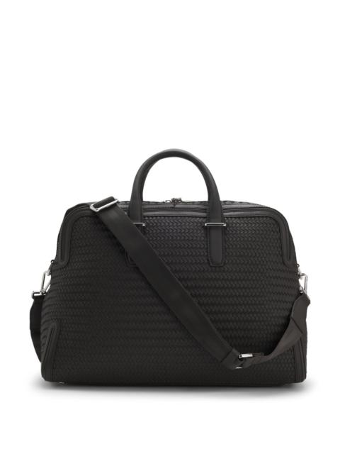 BOSS WOVEN-LEATHER HOLDALL WITH SILVER-TONE LOGO