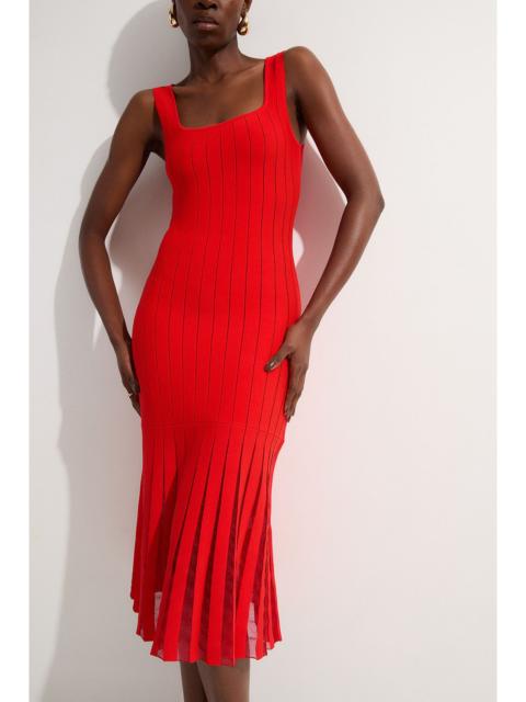 KAREN MILLEN Compact Stretch Square Neck Knitted Flippy Dress