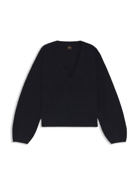 BOSS RELAXED-FIT V-NECK SWEATER WITH WOOL AND ALPACA