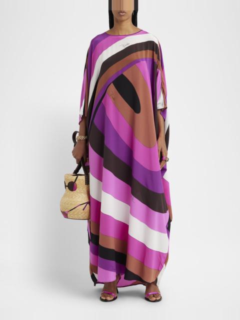 Abstract-Print Maxi Kaftan Dress