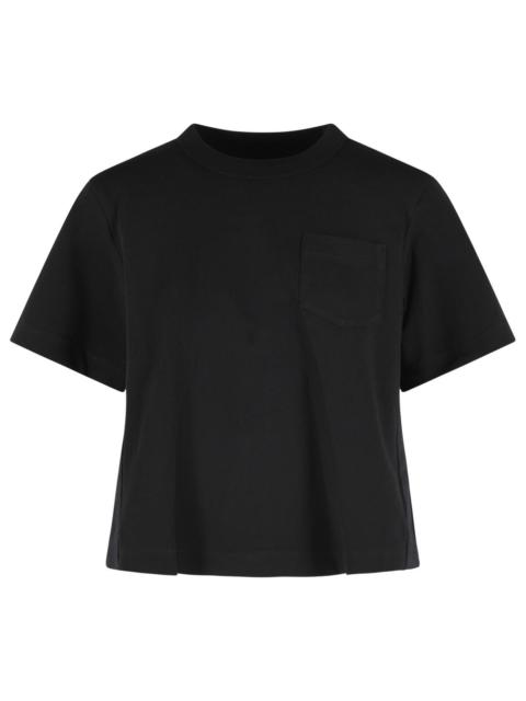 sacai Sacai Black Cotton T-Shirt Women