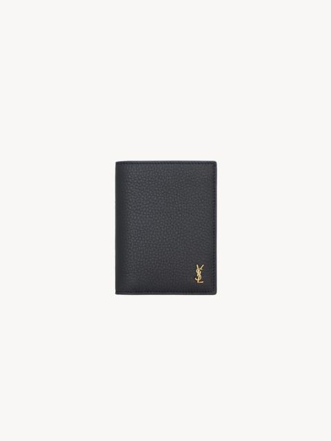 SAINT LAURENT TINY CASSANDRE CREDIT CARD WALLET IN GRAINED LEATHER