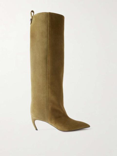 Lea suede knee boots Army green