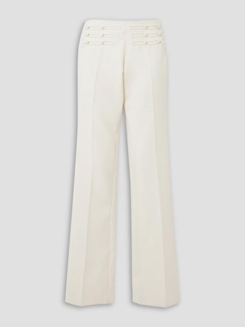 Stella McCartney Embroidered button-embellished grain de poudre wool bootcut pants