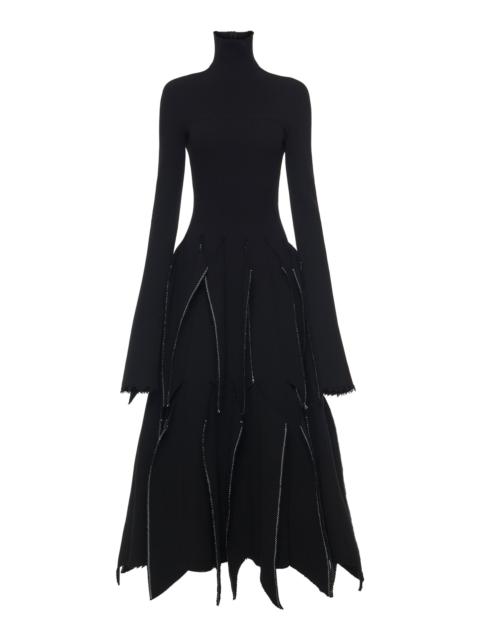 A.W.A.K.E. MODE Paneled Wool Crepe Midi Dress black