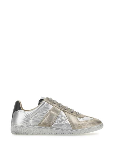Maison Margiela Maison Margiela Women Two-Tone Fabric And Leather Replica Iridescent Sneakers