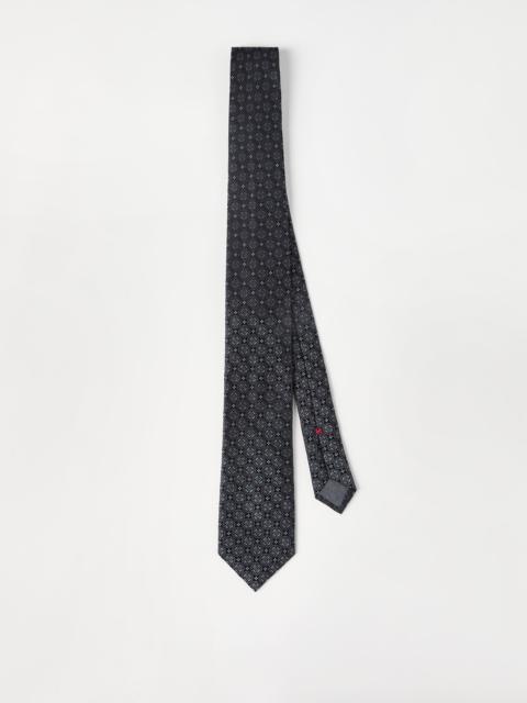 Brunello Cucinelli Geometric patterned silk tie