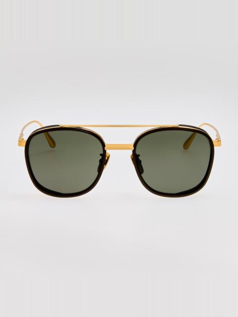 LINDA FARROW Varo Sunglasses in Grey and Gold