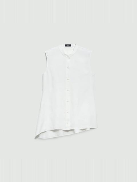 Theory Sleeveless Asymmetrical Shirt in Linen-Viscose