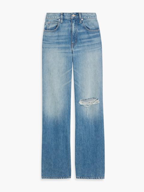 SLVRLAKE Grace distressed high-rise wide-leg jeans