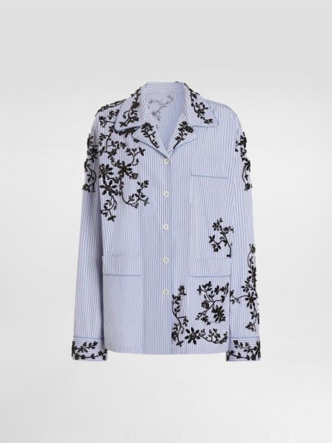 Dolce & Gabbana Cotton vanity shirt with flowers embroidery