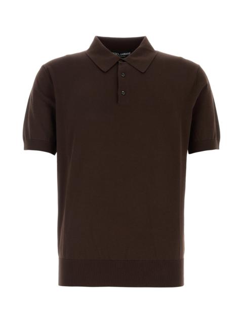 Dolce & Gabbana Chocolate cotton polo shirt