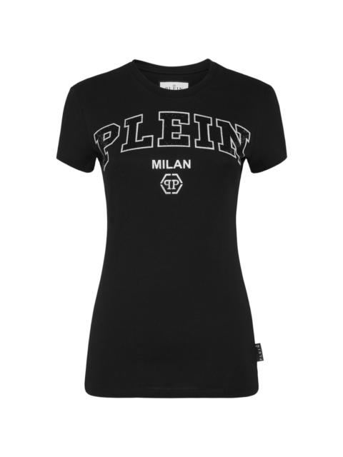 rhinestone-embellished logo t-shirt