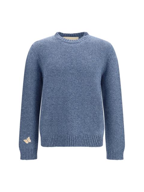 Valentino Valentino Wool Sweater with Butterfly Embroidery Blue