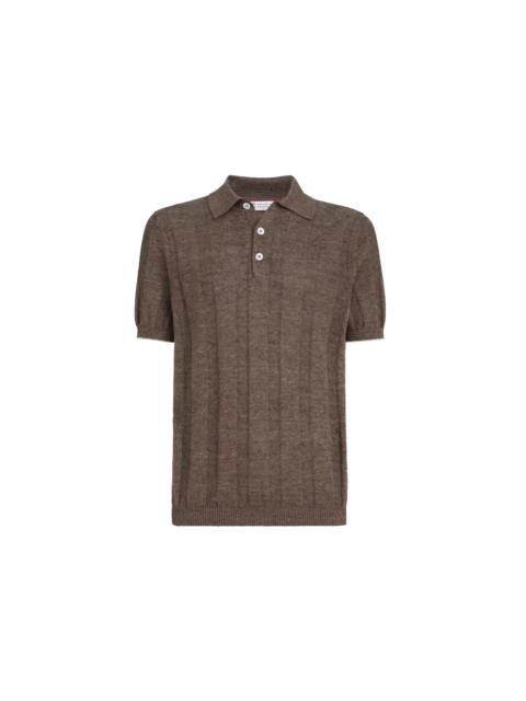 Brunello Cucinelli Brunello Cucinelli Rib knit polo in Hazelnut at Nordstrom