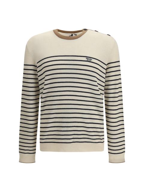 Prada Prada Men Jacquard Wool And Cotton Blend Sweater