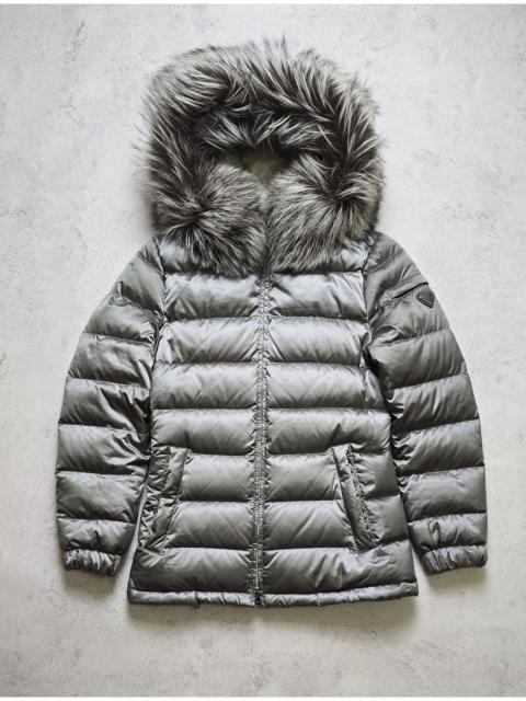 Prada Prada Fox Fur Hood Down Puffer Jacke Grey Goose Down Coat