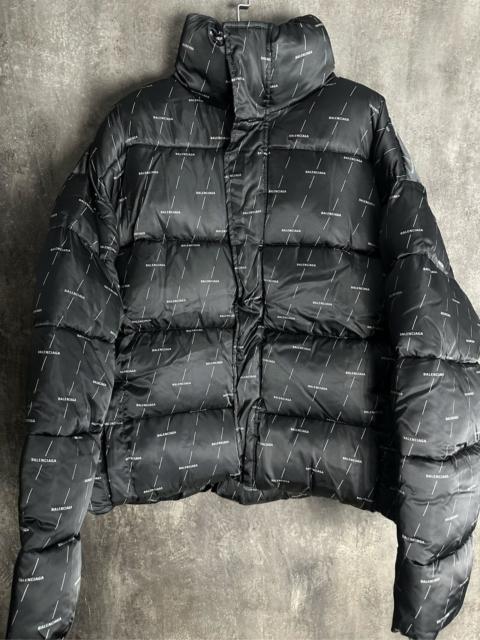 BALENCIAGA Balenciaga All-Over Logo Black Down Jacket