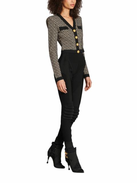 Balmain Monogram knit cardigan in Beige at Nordstrom