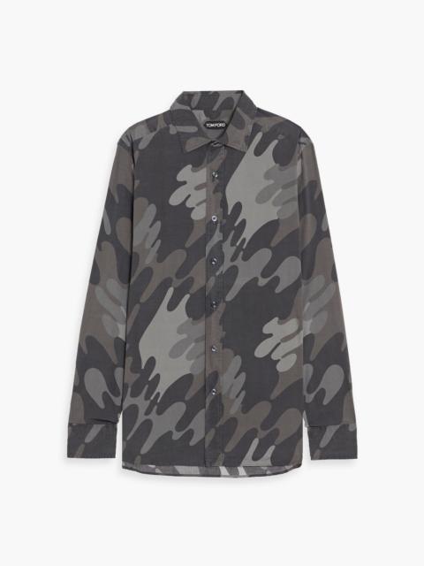TOM FORD Printed cotton and Lyocell-blend poplin shirt