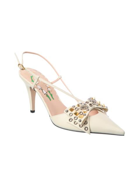 Valentino Valentino VLogo 85 Leather Slingback Pump