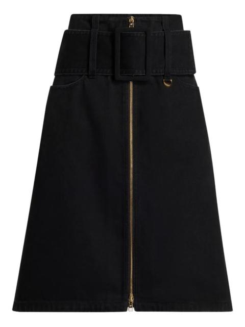 PATOU Zipped Midi Belted Skirt
